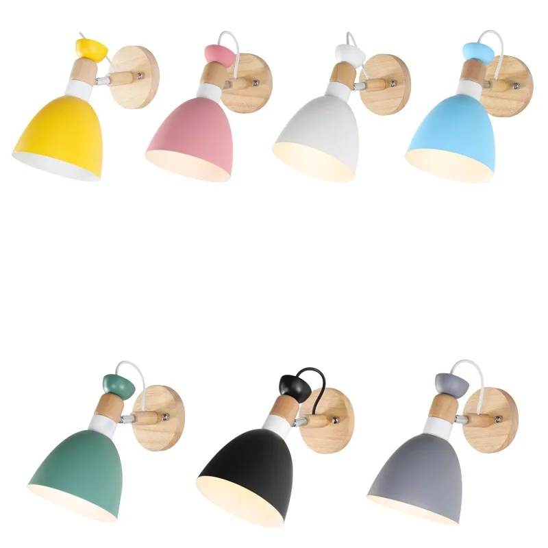 

IWHD Nordic Style Wooden Sconce Wall Light Bedroom Kid Children Room Stair Modern LED Wall Lamp Wandlamp Lampara Pared