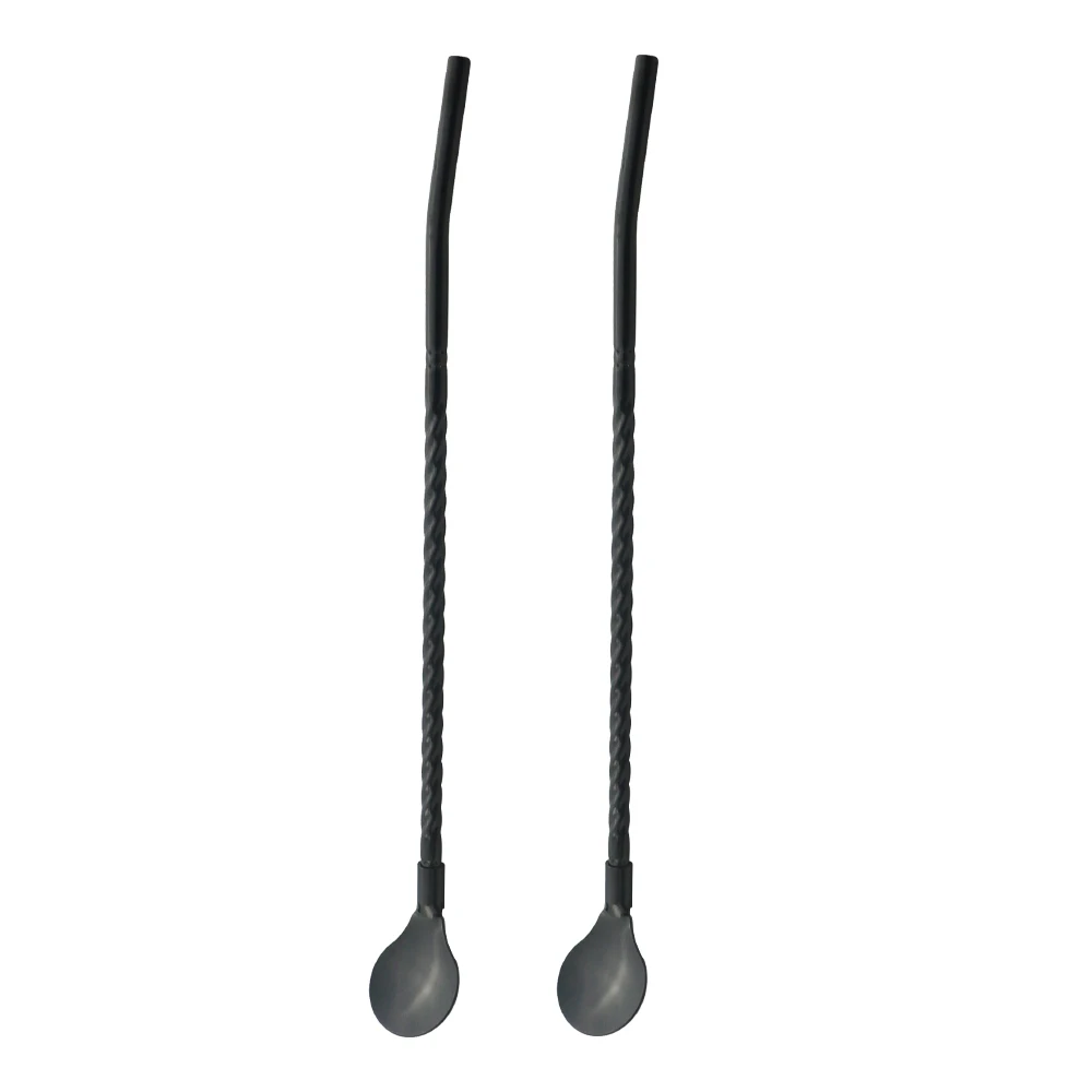 2 шт./компл. черный многоразовые Длинная Солома ложка многоцветный 304 соломка из