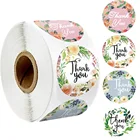 500 шт. 4 вида стилей круглой формы в форме цветка Спасибо наклейки этикетки для печати упаковка, украшение для свадьбы, праздника, скрап-стикеров канцелярских принадлежностей