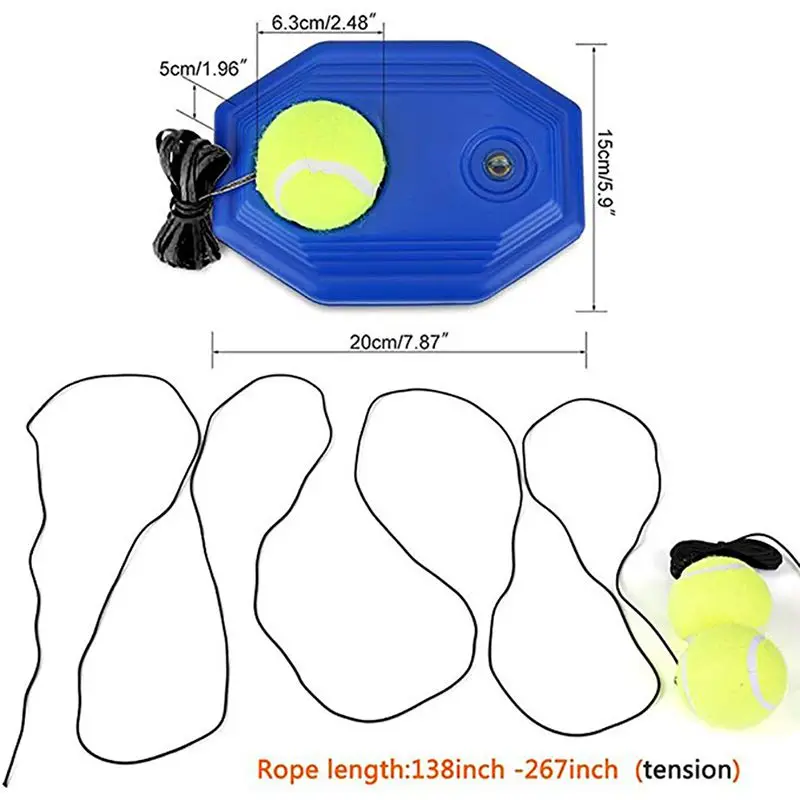 

Tennis Ball Trainer Self-study Baseboard Player Training Aids Practice Tool Supply With Elastic Rope Base