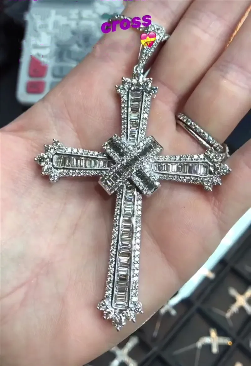 Винтажная лабораторная подвеска с кристаллами cz Крест из стерлингового серебра