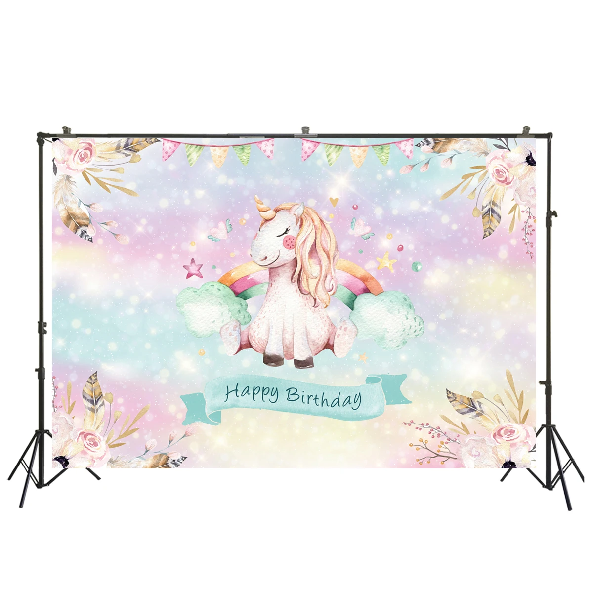 

photography backdrop rainbow unicorn sky children 1st birthday party photo background photocall photo studio baby shower W-1007