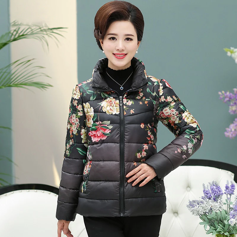 

Abrigos New Mother's Clothing Season Down Cotton Coats Simple Short Female Middle-aged Stand Collar Color Slim Cotton Coat Z419