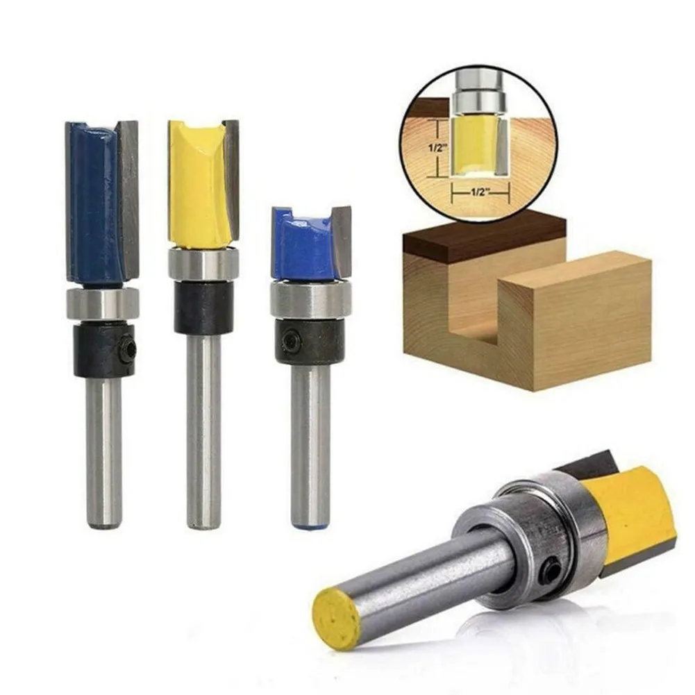 

Cutter Router Bit Flush Router Bit Set Straight Tool Wood Woodwork 3pcs