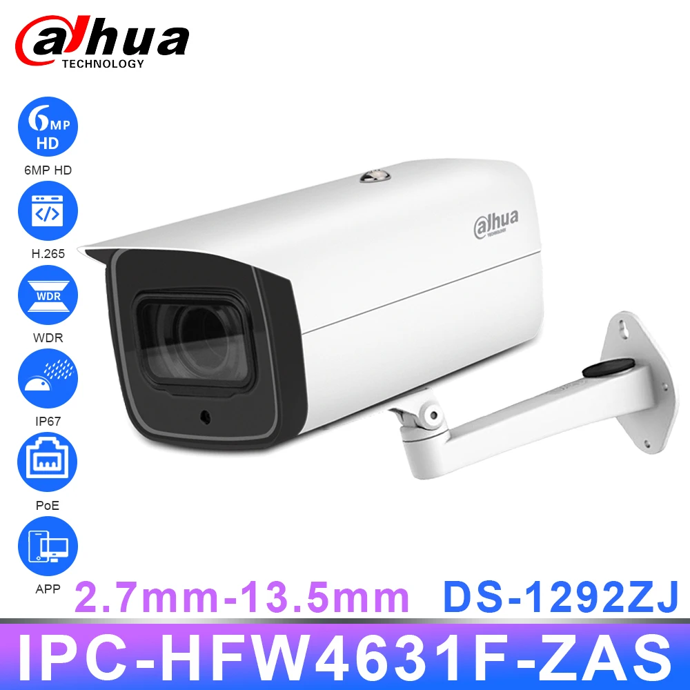 Dahua IP камера Bullet HD 6MP IPC HFW4631F ZSA PoE веб Открытый IP67 IK10 2 7 13 5 мм 5X Zoom 50 м Mic SD слот для