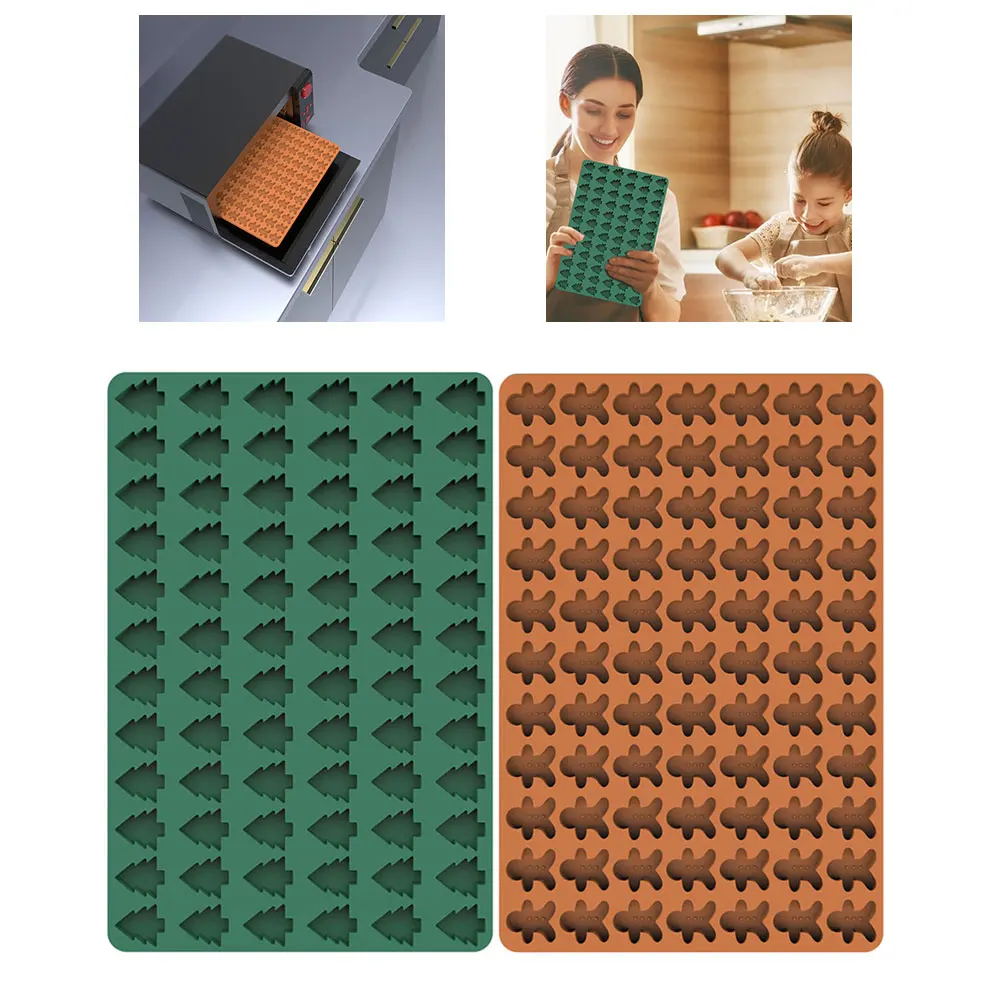 

2PCS Christmas Silicone Baking Mold DIY Craft Xmas Tree Cookie Chocolate Cake Mould for Party Moulds Kitchen Accessories Tools