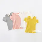 Детская футболка, топы для маленьких девочек, Рубашки без бретелек для детей, детская блузка карамельных цветов, одежда для малышей