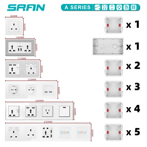 SRAN Двойная розетка с USB, белая