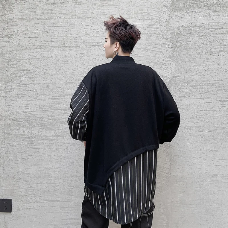 Men's Long-Sleeve Shirt Spring And Autumn New Style Personality Stitching False Two Yamamoto Style Casual Large Size Shirt