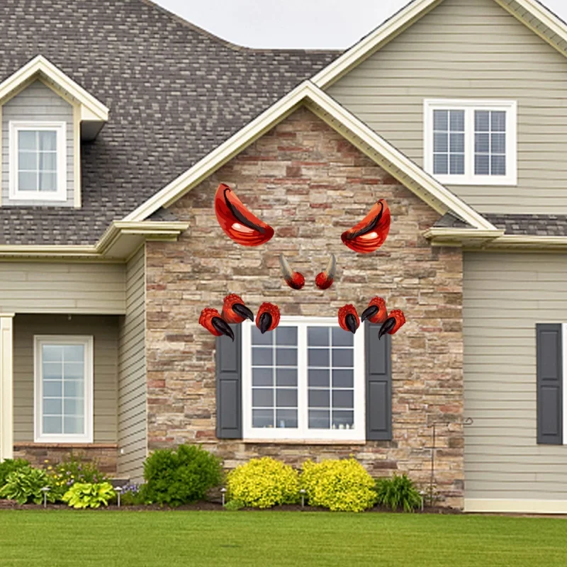 Монстр двери наклейки ужас призрак пол Глаза Клык лапы фестиваль вечерние