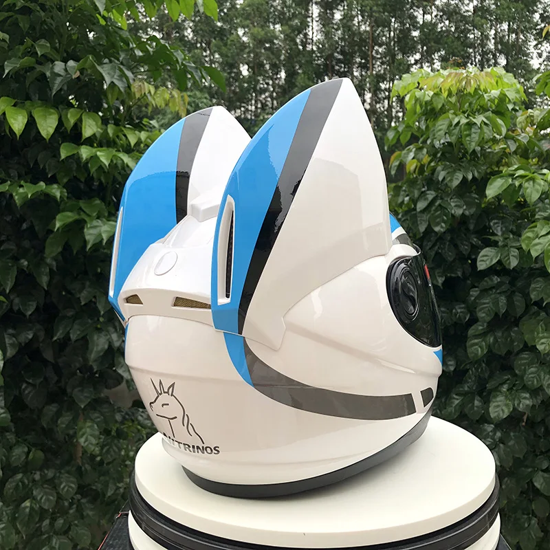 Синий шлем с ушками автомобильный гоночный противотуманный на все лицо