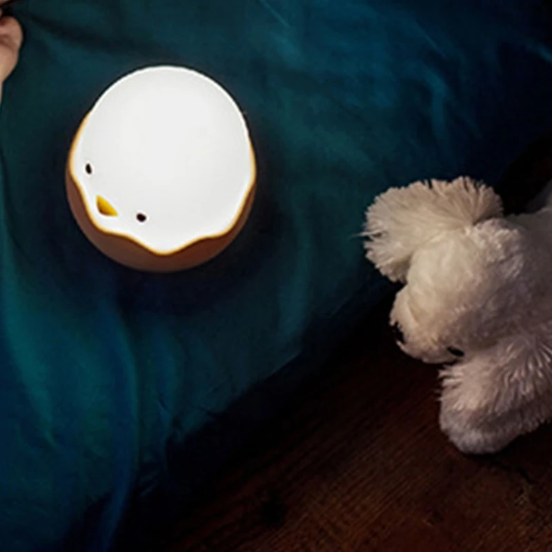 

USB Cute Eggshell Chicken Night Light Creative Bedside LED Tumbler Sleeping Lamp DXAD