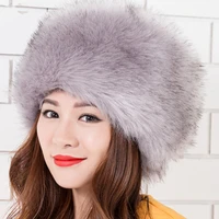 lei feng hat fox fur flat top hat keeps warm bucket hat bonnets for women designer bonnet