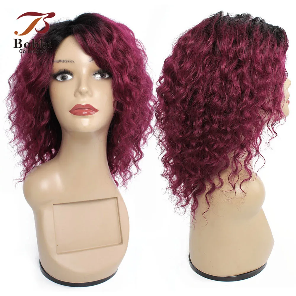 Коллекция Bobbi парики из человеческих волос с глубокой волной Омбре бордовый цвет