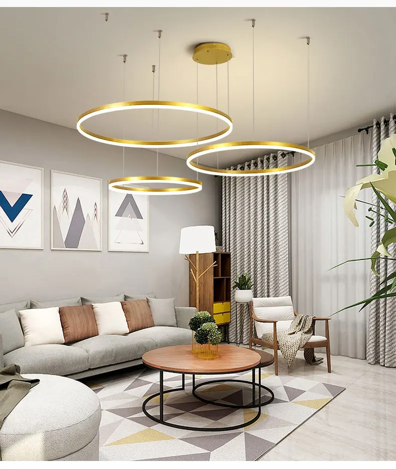 Fashion Modern Led Chandelier Circel Rings Ceiling Chandelier Lighting For Living room Dining room Hotel Lighting Fixtures Lamps