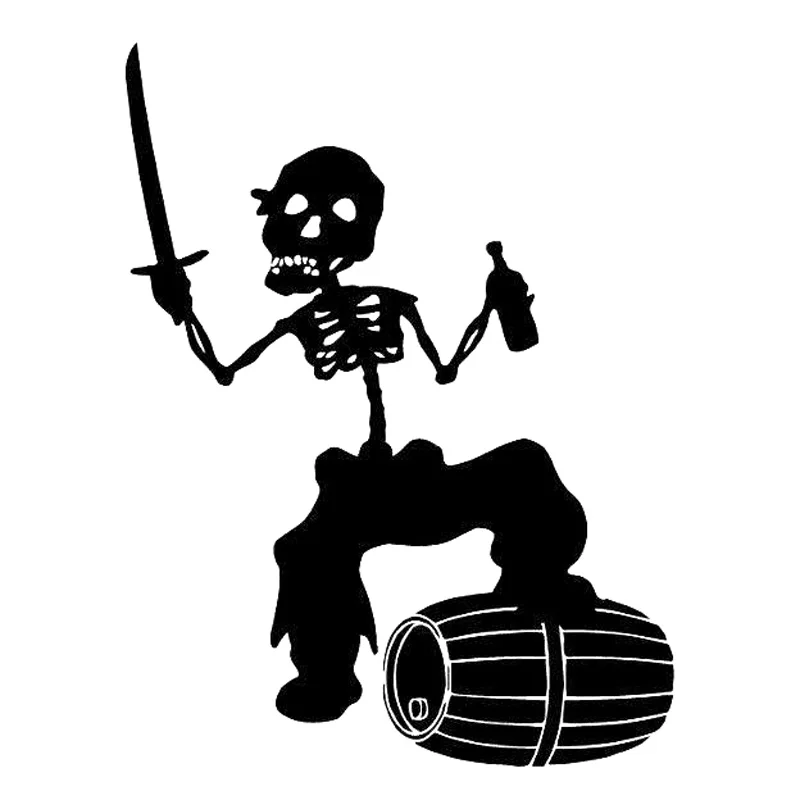 

11,8 см * 15,7 см пиратский Скелет Декор автомобиля Стикеры аксессуары автомобиля наклейки черный/серебристый S3-5803