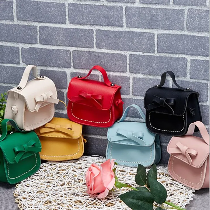 

Children Small Square Bag Bow Messenger Bag Fashion Cute Portable Little Girl PU Shoulder Bag Bolso Mujer Shoulder & Handbags