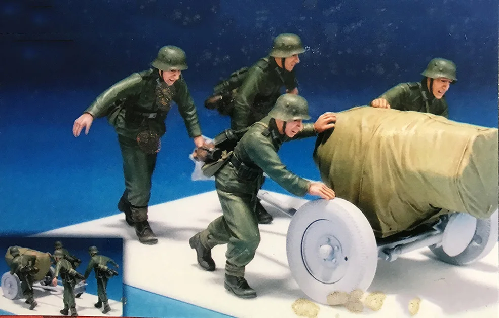 1/35 набор для моделирования из смолы фигурки солдат толкают пистолеты (всего 4