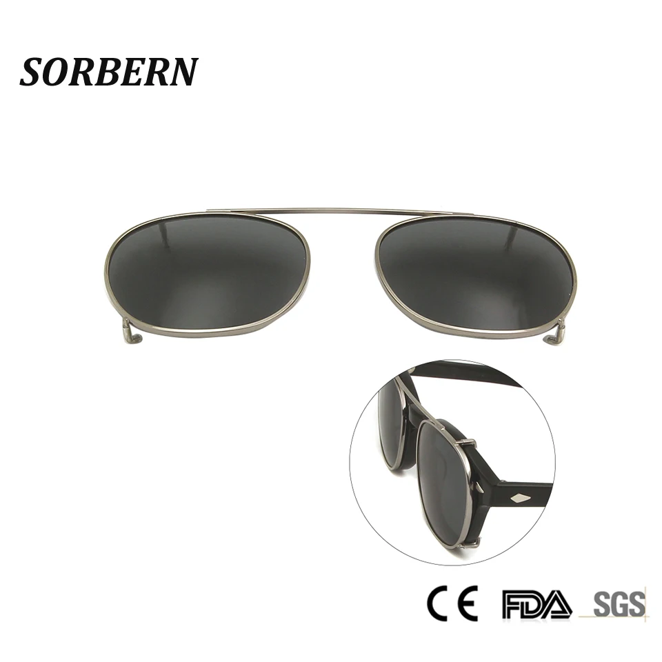 SORBERN Johnny Depp Sunglasses Clip On Polarized Lens For 2 Size Optical Glasses Stainless Steel Frame High Quality
