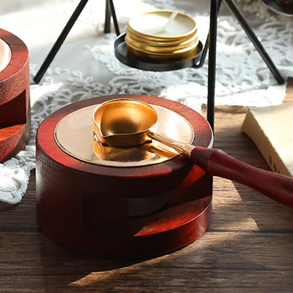 Retro Wax Seal Solid Wood Melting Oven Furnace Pot Beads Sticks Heater Warmer Decorative Craft for Candle Stamp Dropship | Дом и сад