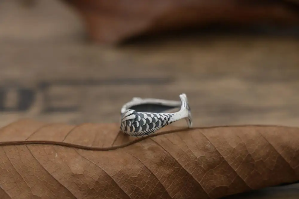 

Vintage 925 Sterling Silver Fish Rings For Women Jewelry Beautiful Finger Open Rings For Party Birthday Gift