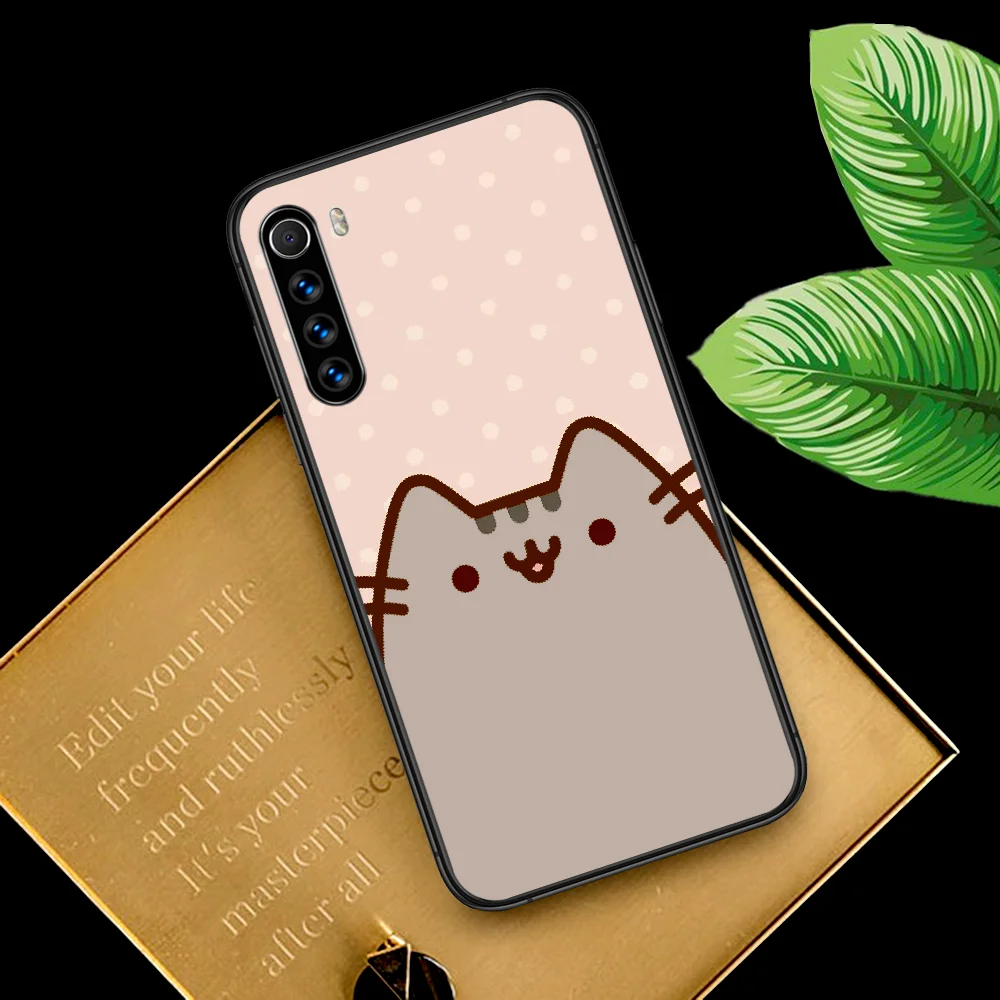 

Pusheen Cartoon Cat Phone Case For Xiaomi Redmi Note 7 8 8T 9 9S 4X 7 7A 9A K30 Pro Ultra black Coque Silicone Back Trend Etui