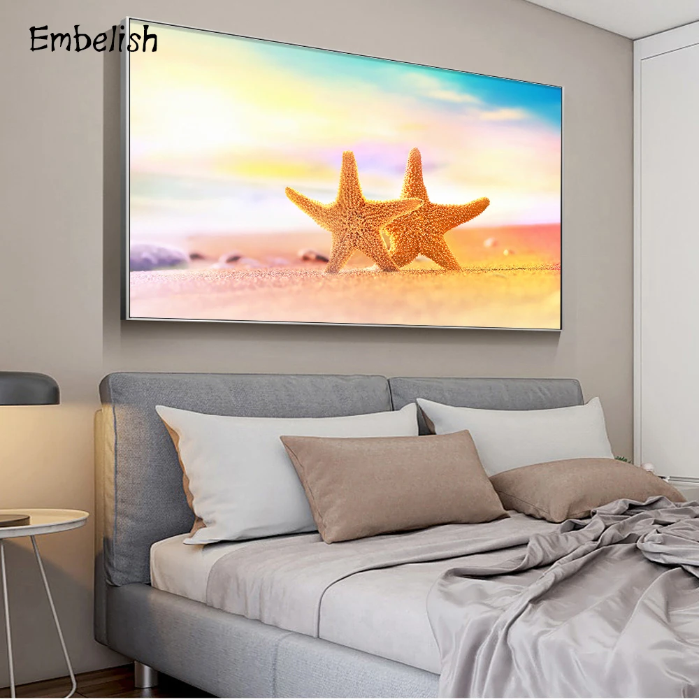 

Embelish 1 Pieces Starfish Beach Landscape Modern Home Decor Wall Art Posters HD Print On Canvas Paintings Living Room Artworks