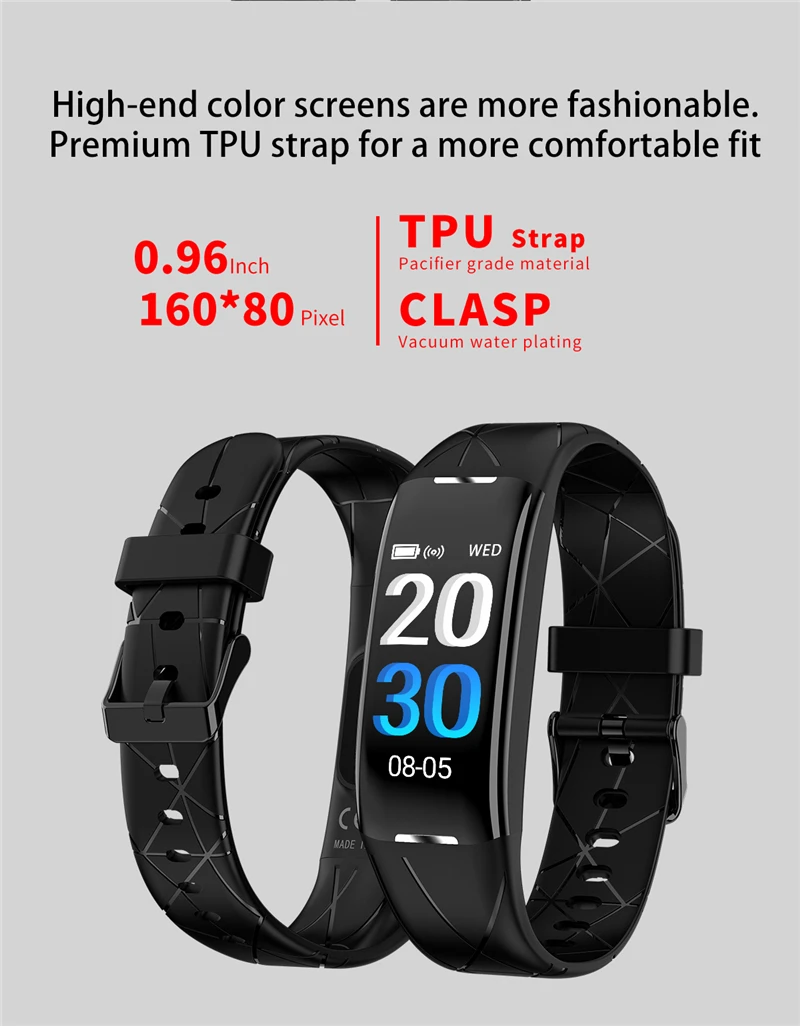 Bluetooth умный спортивный браслет IP68 Водонепроницаемый фитнес трекер кровяное