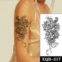 hannah sanskrit flower waterproof temporary tattoo sticker black rose totem design fake tattoos flash tatoos arm body art women