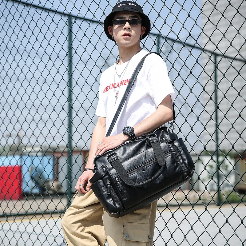 

Large Capacity Soft Leather PU Handbag for Men Travel Tote Bags New Multifunction Shoulder Messenger Bag Business Trip Briefcase
