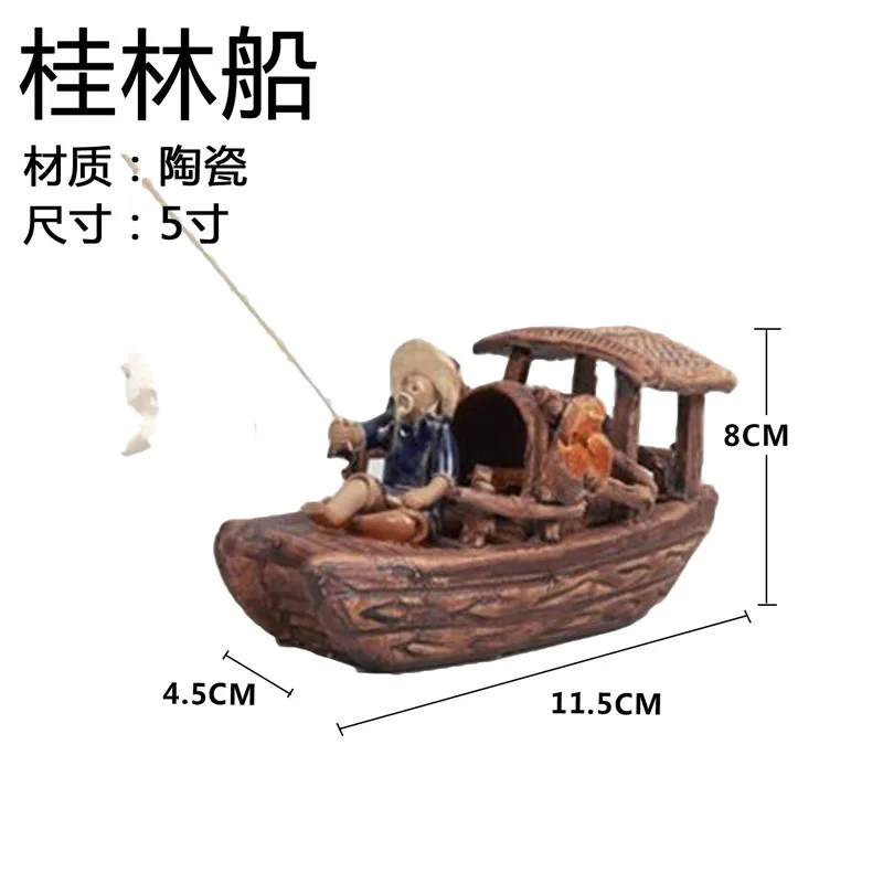 Домашние украшения миниатюры керамические китайские винтажные лодки бамбуковые