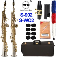 mfc soprano saxophone s 902 s wo2 silvering gold key sax soprano mouthpiece ligature reeds neck musical instrument