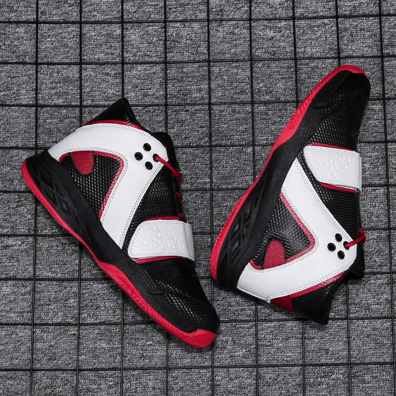 Черная Баскетбольная обувь мужские уличные кроссовки мужская высокая дышащая