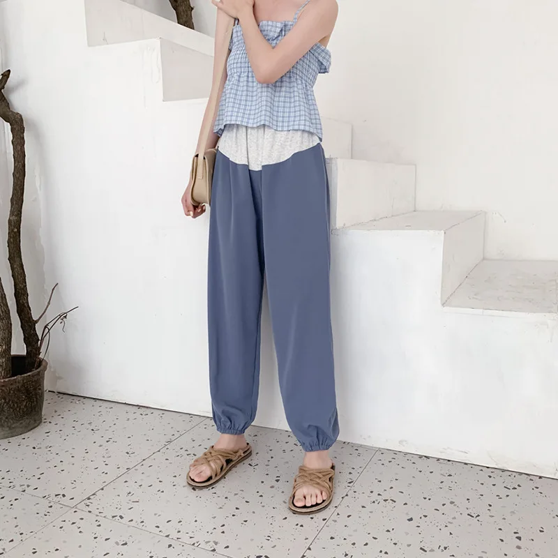 

Pregnancy Pants 2021 Spring Summer New Loose Big Size Soft Chiffon Trousers for Pregnant Women Maternity Casual Harem Trousers