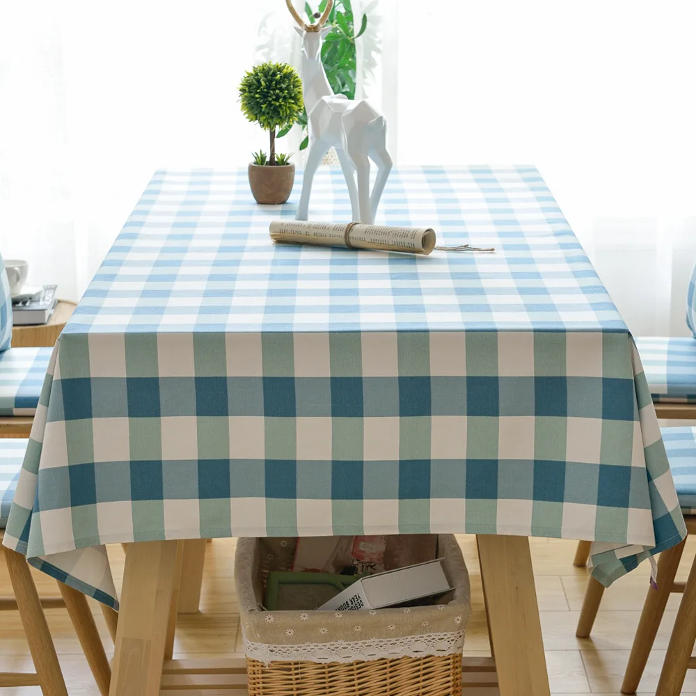 

Blue table cloth cotton linen tablecloth home tea table cloth desk cloth For Table Cover Table Cloth Party decoration
