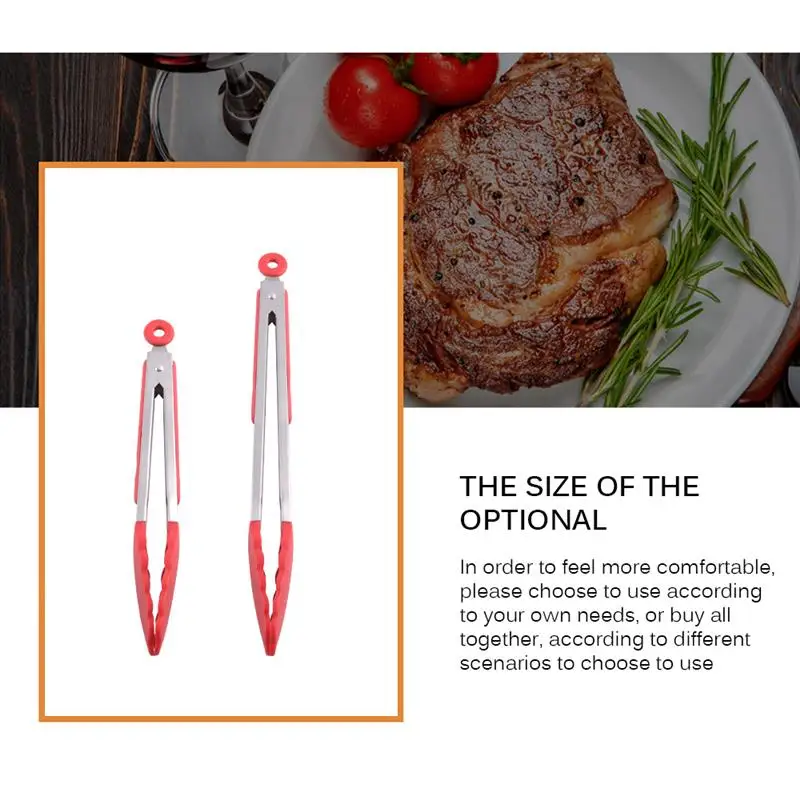 Силиконовые щипцы из нержавеющей стали нескользящий кухонный прибор с зажимом