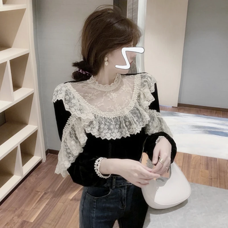 

Одежда женская, футболка с длинным рукавом, кружевная прострочка qiu dong joker, надежная одежда внутри, возьмите все