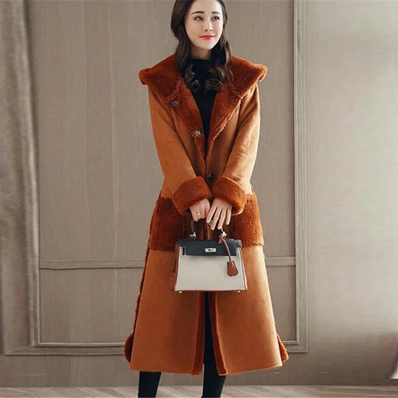 2019 новая куртка из оленьей кожи женская зимняя элегантная парка с капюшоном