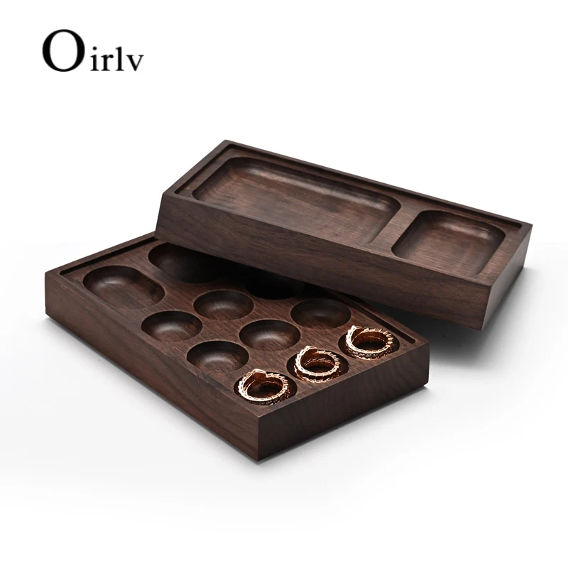 Oirlv Newly Walnut Multi-function Jewelry Display Tray for Bangle Ring Diamond 18*11.2*2.8cm Jewelry Organizer Trays Customized