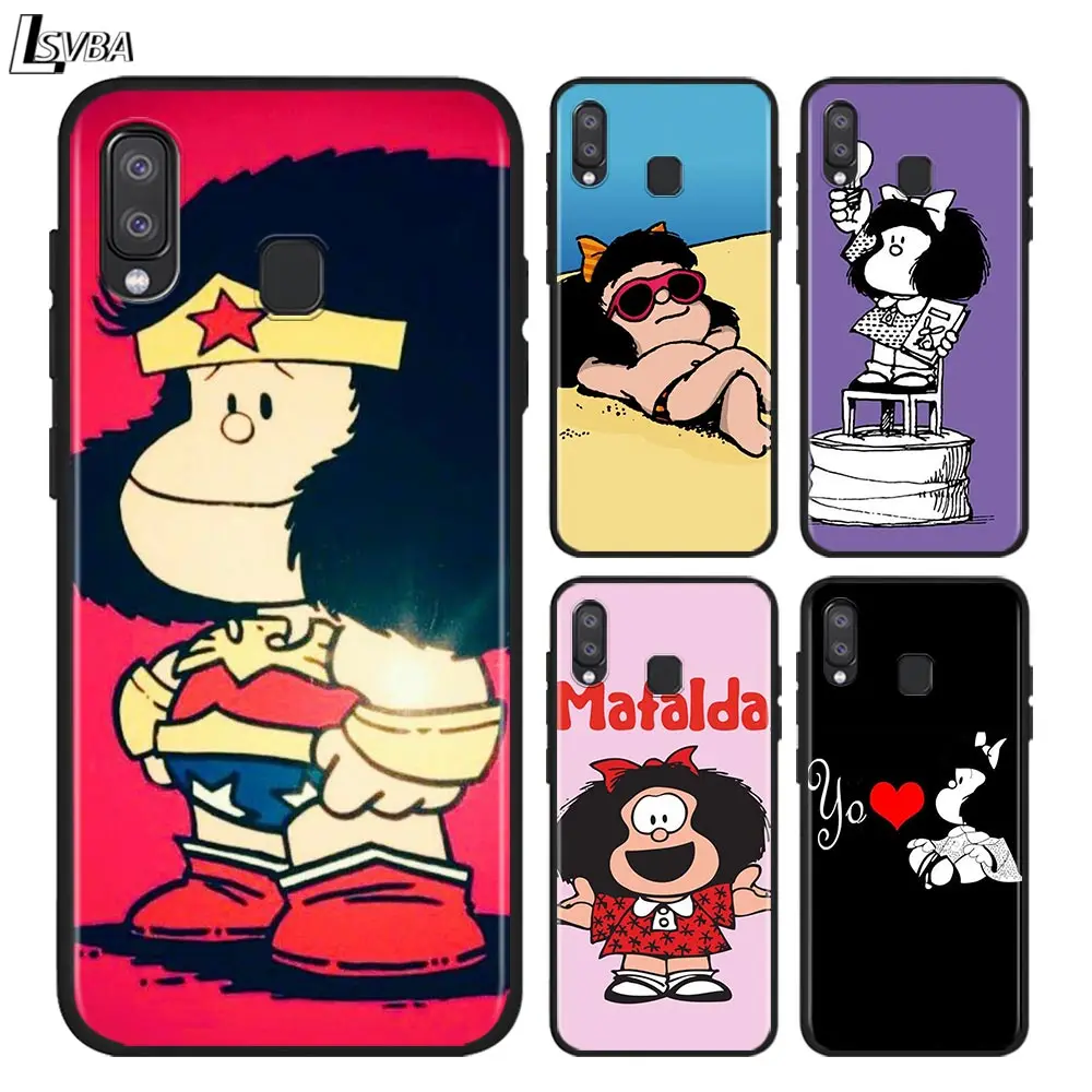 

Cute girl mafalda Shockproof Phone Case for Samsung Galaxy A90 A80 A70S A60 A50S A40 A20E A20 A10S Soft Black Cover