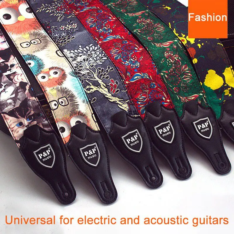 

Наплечный ремень с вышивкой для гитары, хлопковый ремень, музыкальные Струнные инструменты, аксессуары для электрических бас-гитар