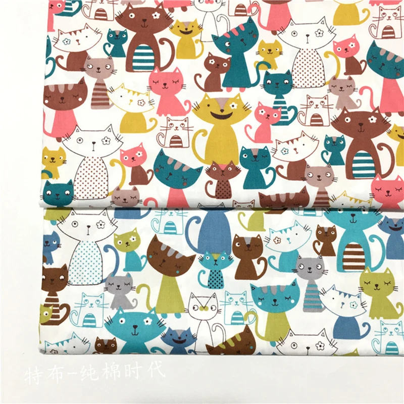 Хлопковая ткань с принтом милых кошек детская одежда тканевая наволочка ручной