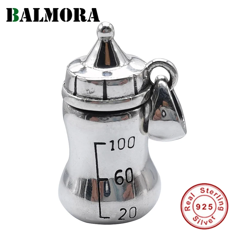 

BALMORA 100% Серебро 925 пробы милый 3D кулон в виде бутылочки для женщин мужчин ретро Габу съемный кулон ювелирные изделия подарок без цепочки