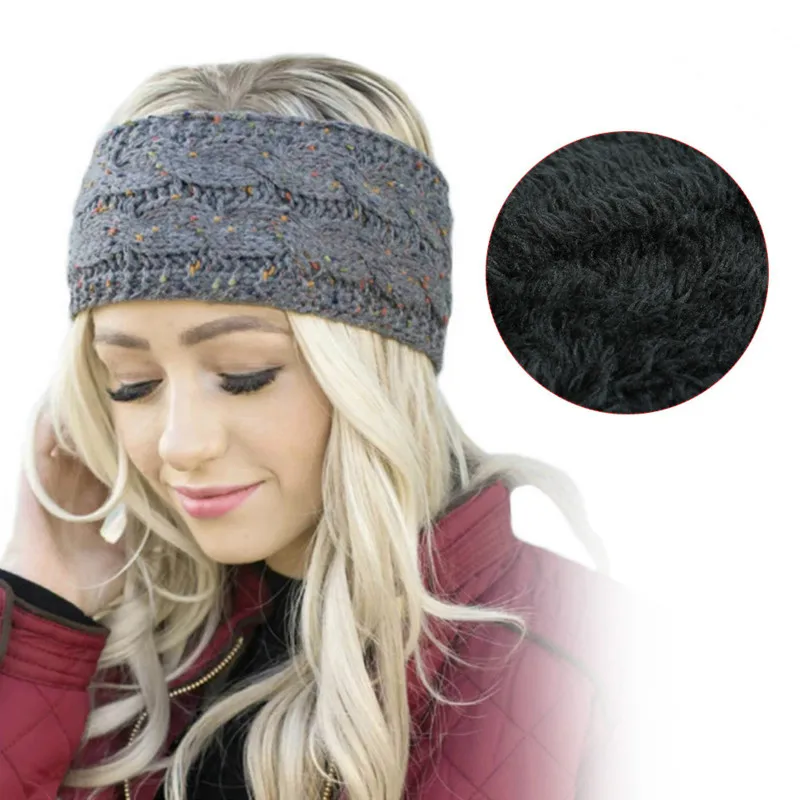 

Winter Wide Hairband Hat Woven Headbands Solid Handmade Knitting Elastic Women Ear Protected Warm Winter Headband Christmas Gift