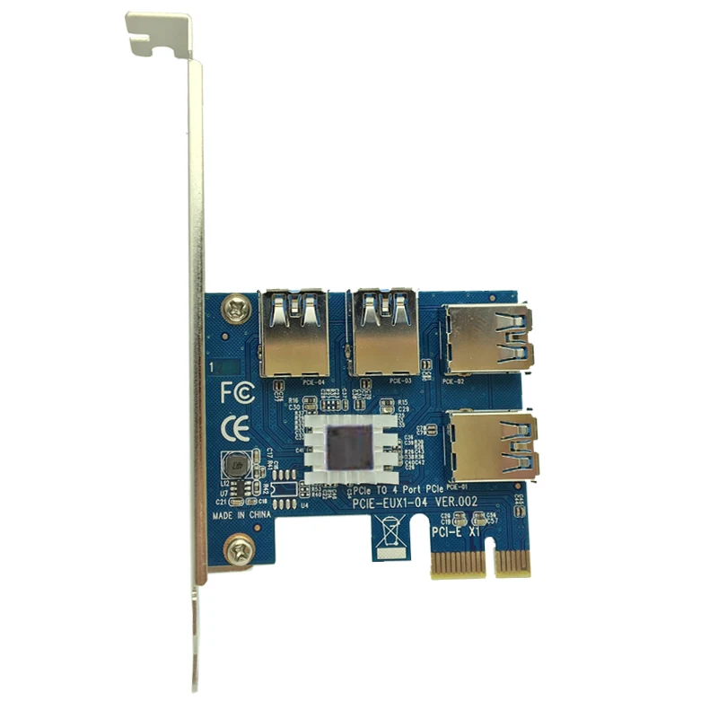 Новая PCIe от 1 до 4 16X Райзер карта PCI E 1X USB 3.0 адаптер порт Множественная для майнинга