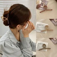 women big gold chain crab hair claws clips large handmade ribbon wrap metal barrettes for girls ladies hair accessories 2021