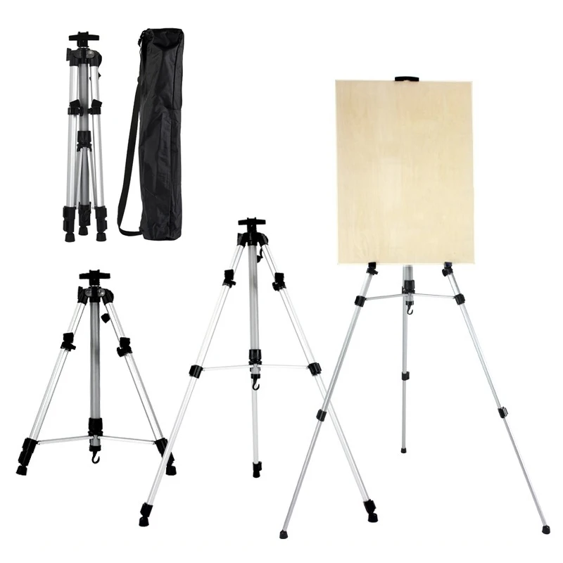 Aluminum Alloy Easel Hand Crank Telescopic Tripod Stand Sketch Drawing Travel Easel Retractable Adjustable Metal Sketch Easel