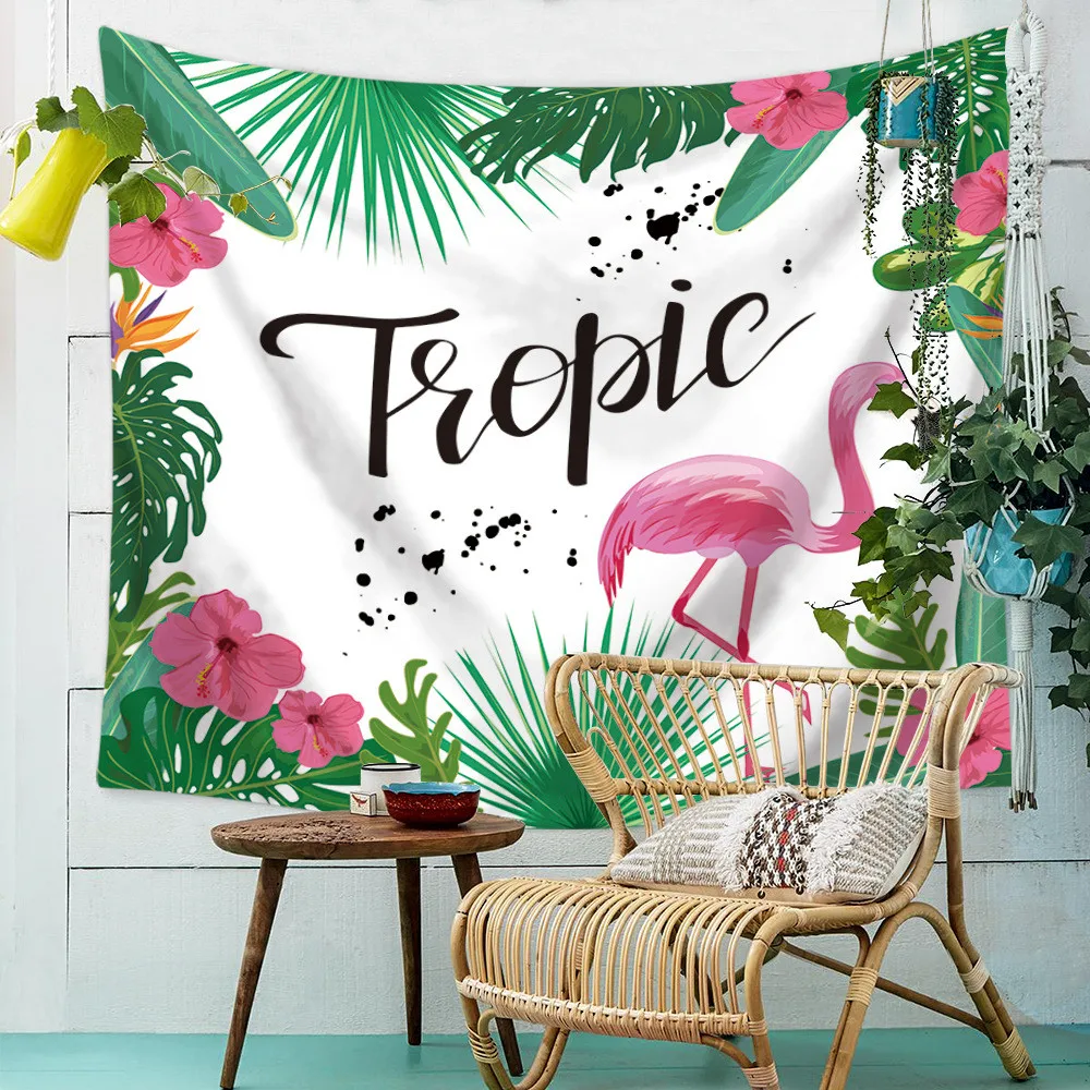 Летний гобелен настенный тропический фламинго тканевые гобелены Настенный