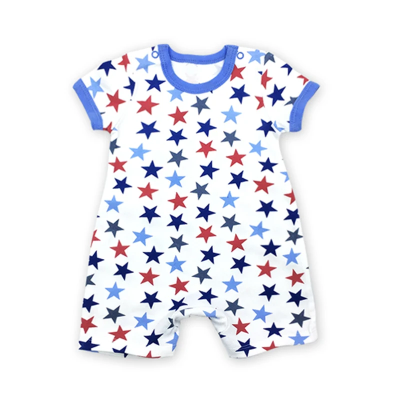

Summer Cartoon Print Cotton Boys Girls Short Sleeve Romper Newborn Infant Jumpsuit Baby Clothes