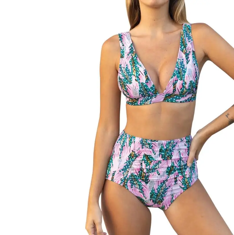

Women Sexy V-neck Bikini Set Female Girls High Waist Swimsuit Swimwear Leopard Bathing Suit Brazilian Bikinis Beachwear